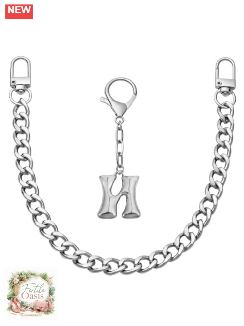 Women's Bubble Letter Keychain Charm, Metal Chain Bag Charm, Initial Pendant